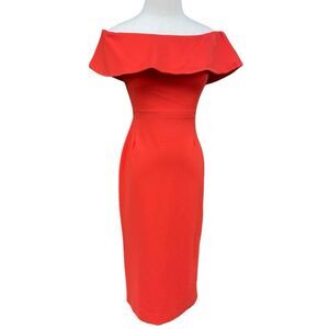 Aritzia Babaton Ruslan Off the Shoulder Midi Dress in Flame Size 4
